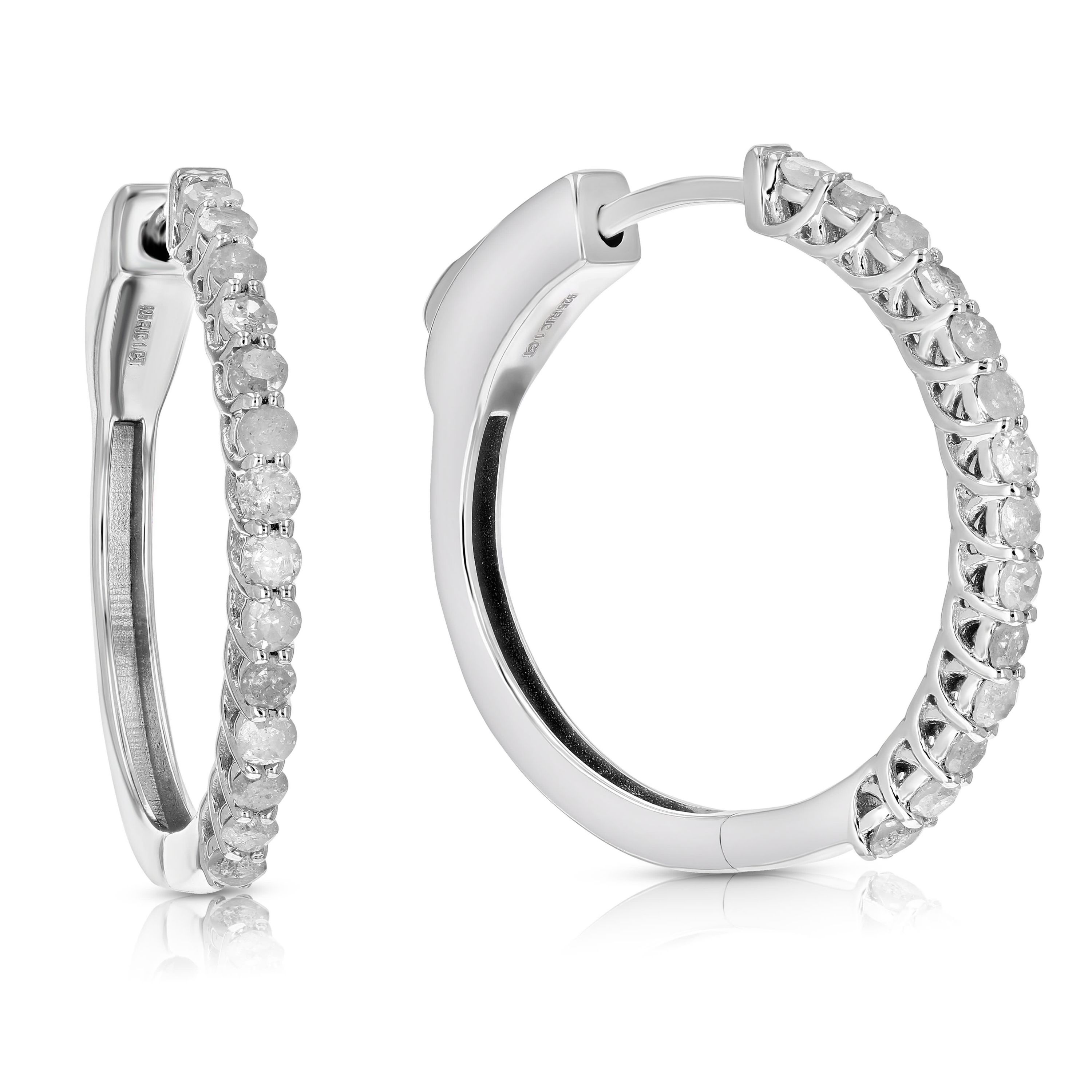 1/2 ct. t.w. Diamond Hoop Earrings in 925 Sterling Silver