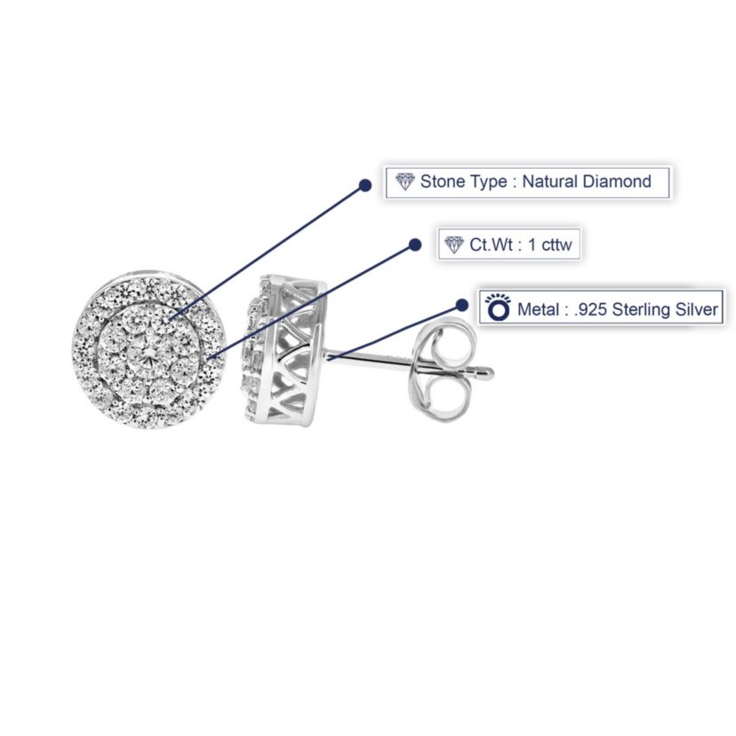1 ct. t.w. Diamond Stud Earrings in Sterling Silver