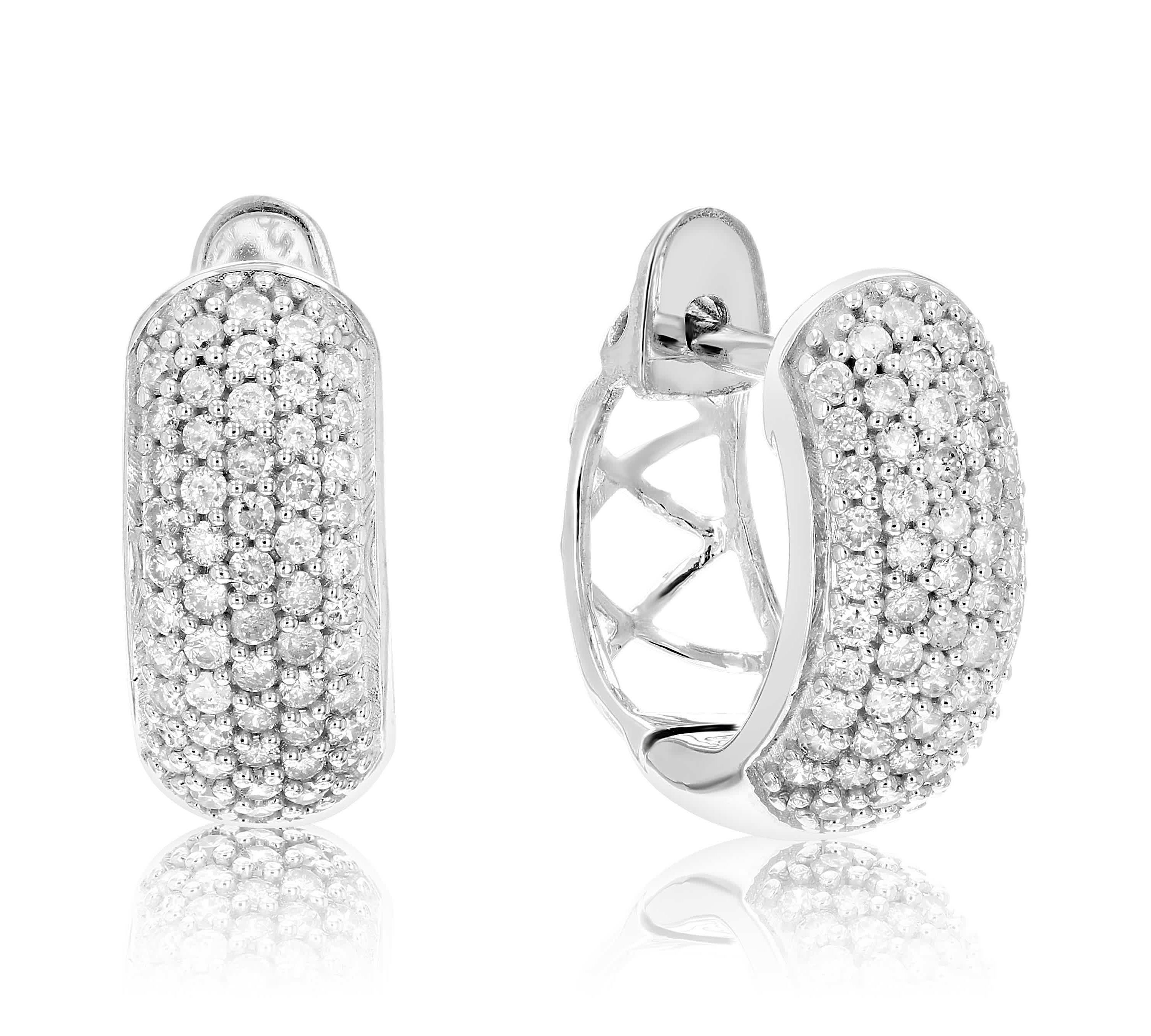 1/2 ct. t.w. Diamond Hoop Earrings in 925 Sterling Silver