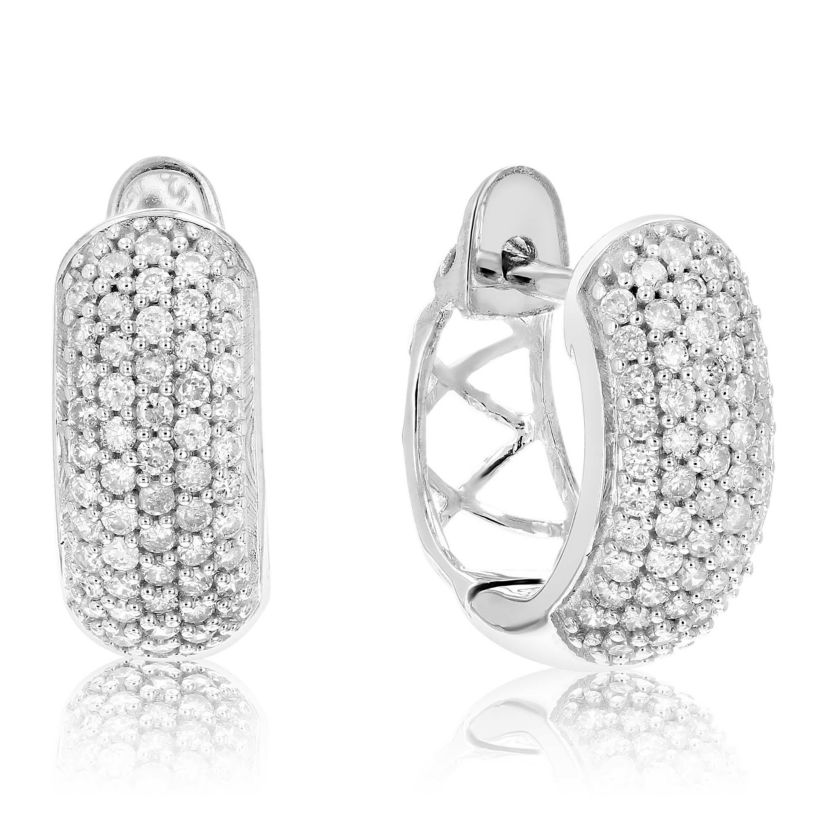 1/2 ct. t.w. Diamond Hoop Earrings in 925 Sterling Silver