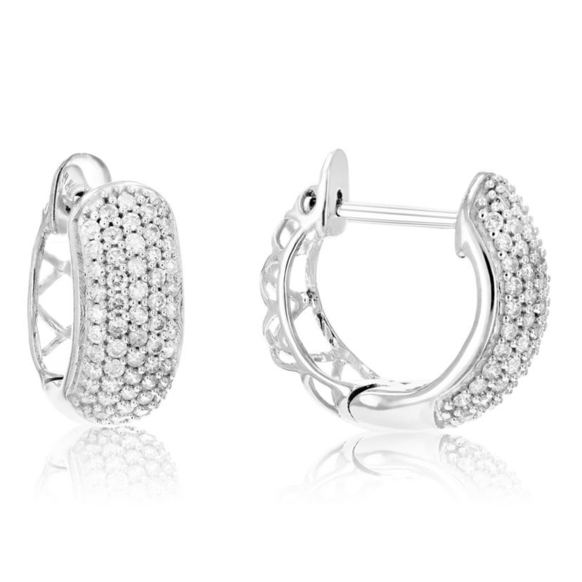 1/2 ct. t.w. Diamond Hoop Earrings in 925 Sterling Silver