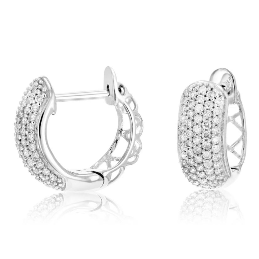 1/2 ct. t.w. Diamond Hoop Earrings in 925 Sterling Silver