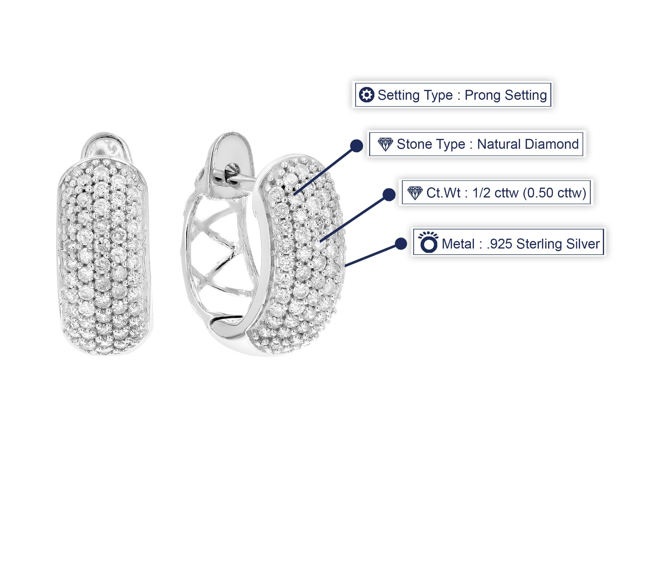 1/2 ct. t.w. Diamond Hoop Earrings in 925 Sterling Silver