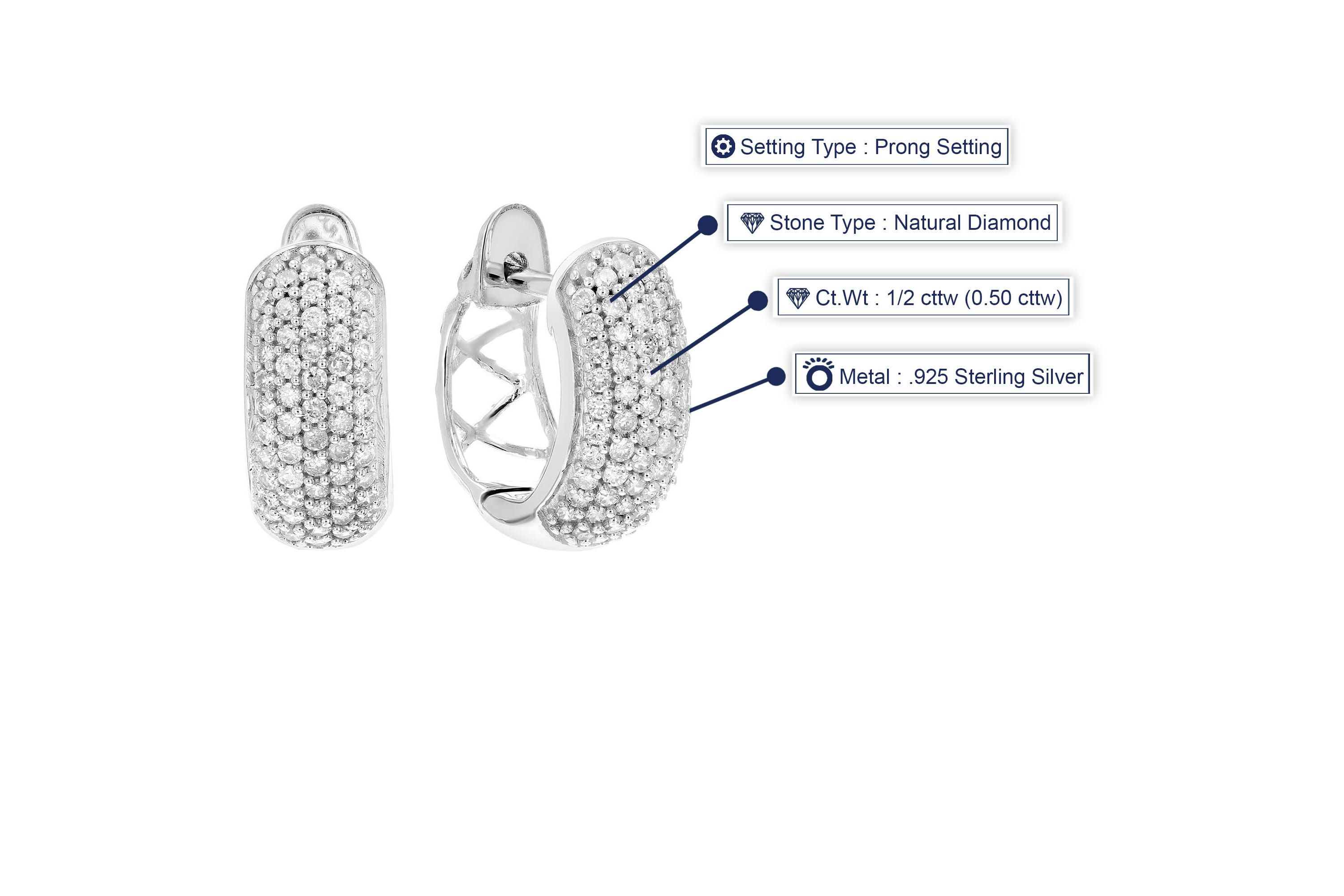 1/2 ct. t.w. Diamond Hoop Earrings in 925 Sterling Silver