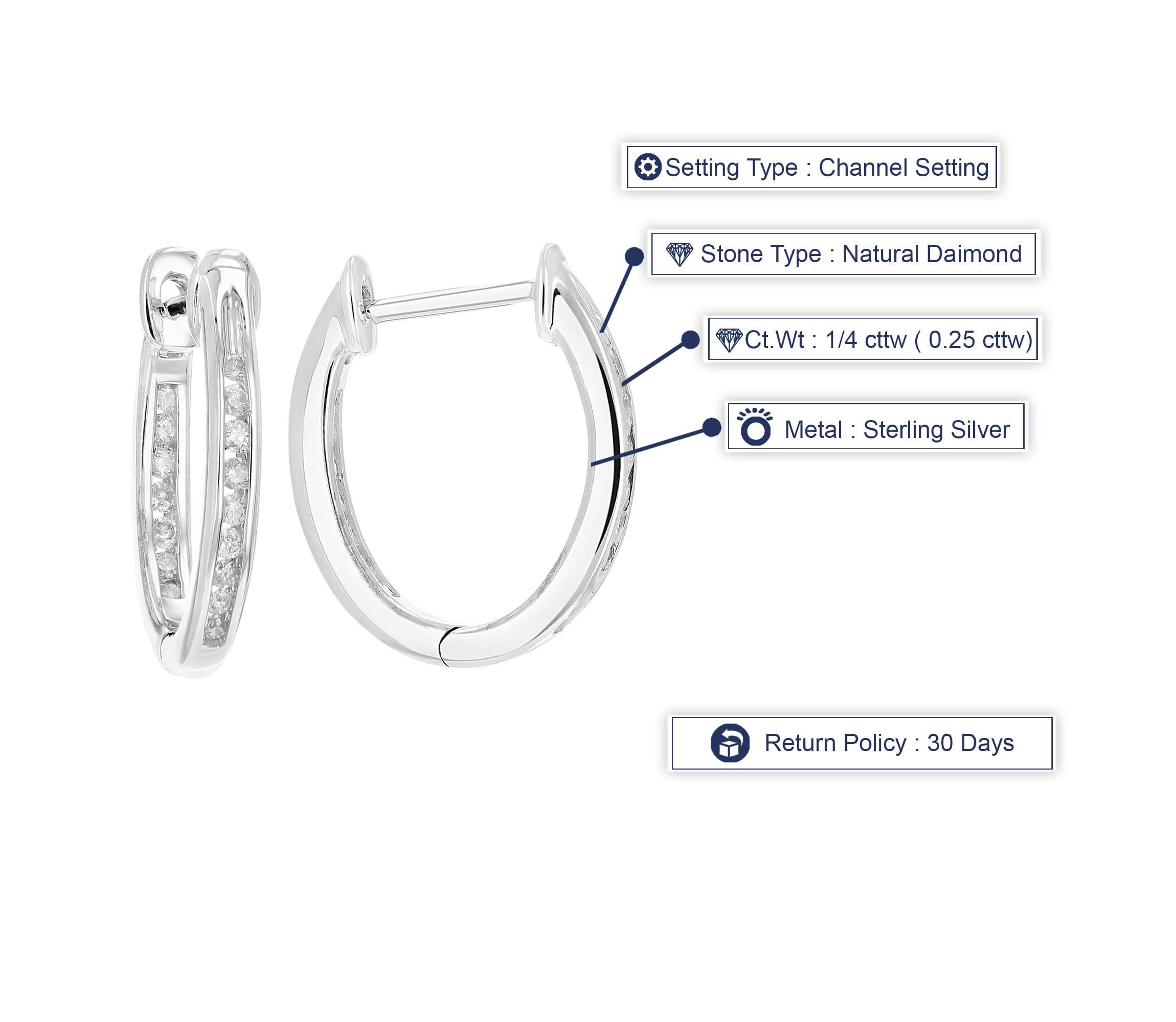 1/4 ct. t.w. Diamond Hoop Earrings in 925 Sterling Silver