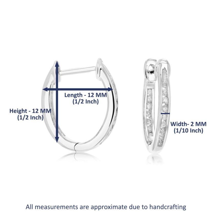 1/4 ct. t.w. Diamond Hoop Earrings in 925 Sterling Silver