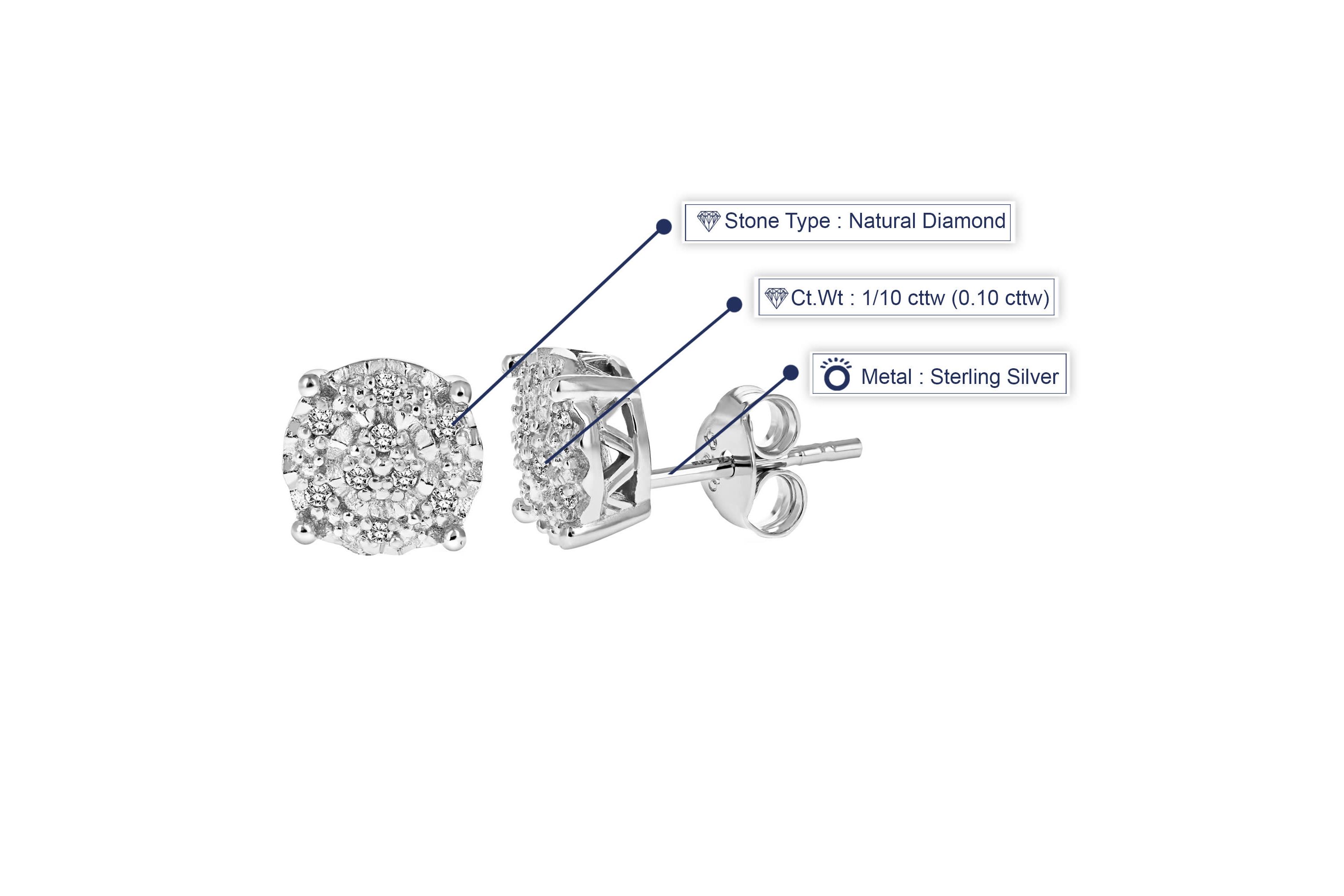 1/10 ct. t.w. Diamond Stud Earrings in Sterling Silver