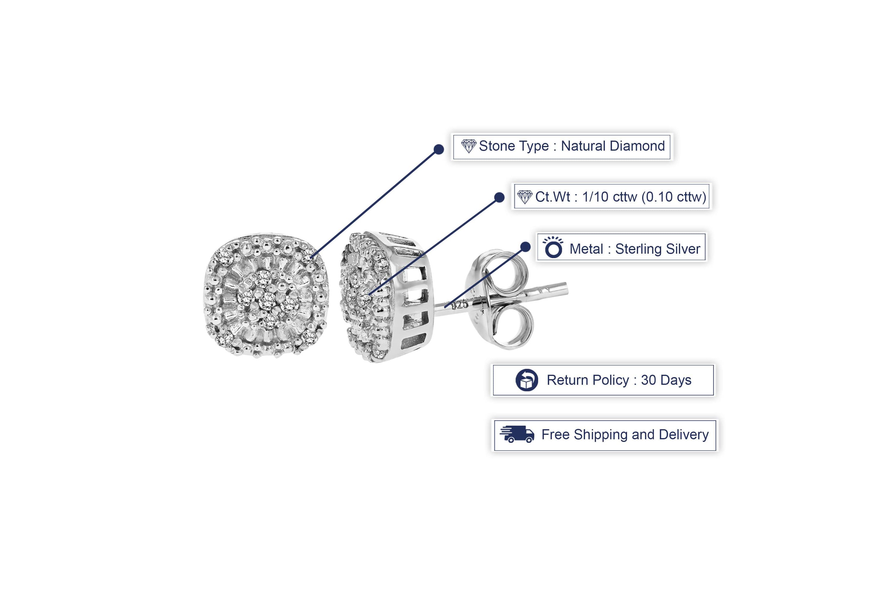 1/10 ct. t.w. Diamond Stud Earrings in 925 Sterling Silver