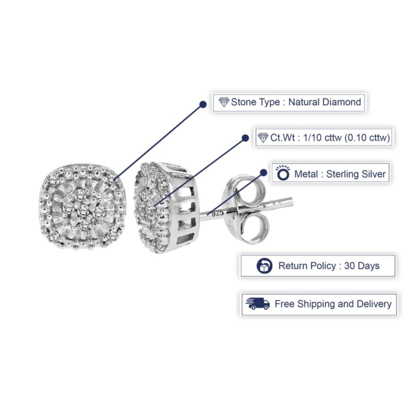 1/10 ct. t.w. Diamond Stud Earrings in 925 Sterling Silver