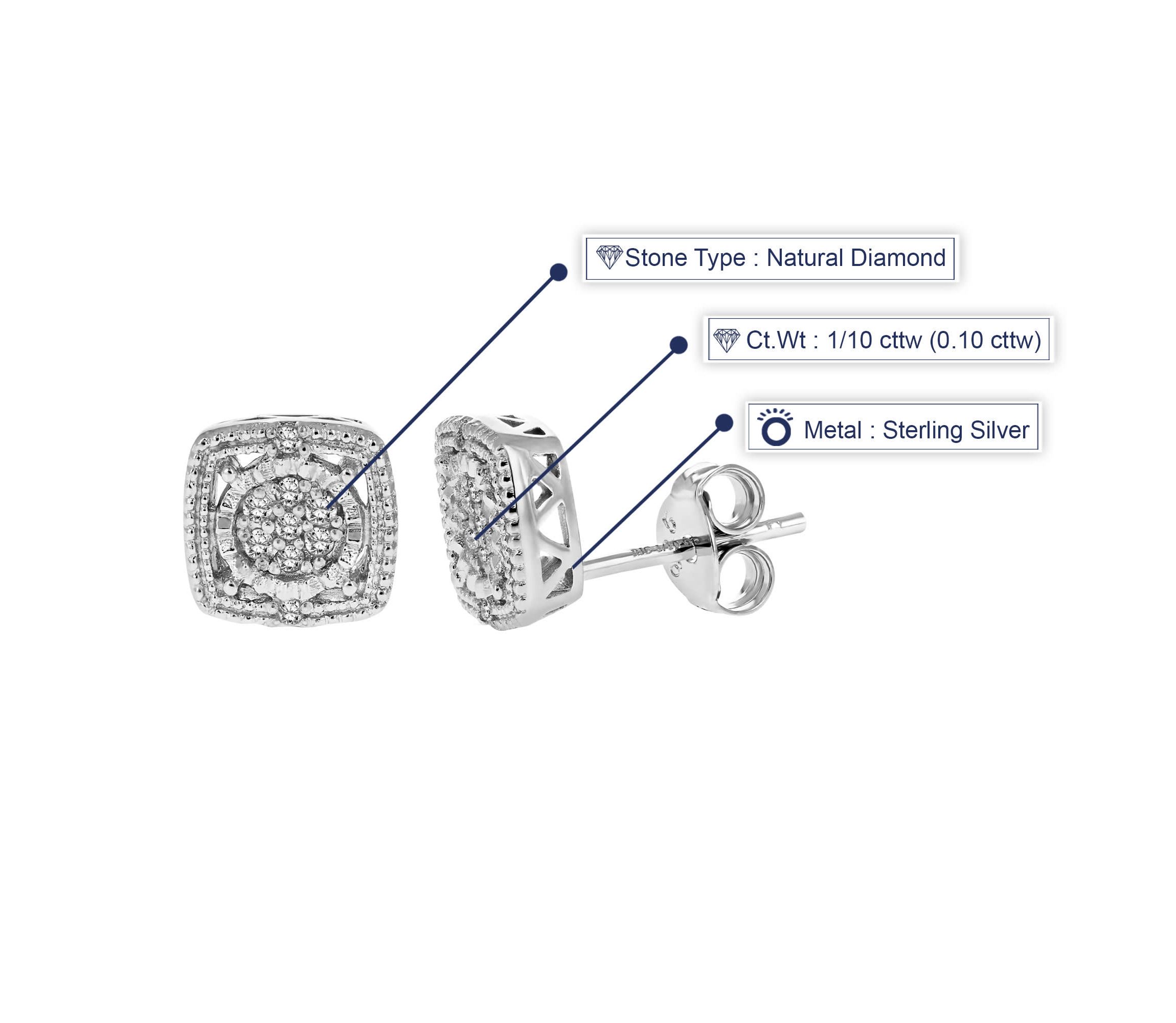 1/10 ct. t.w. Diamond Stud Earrings in 925 Sterling Silver