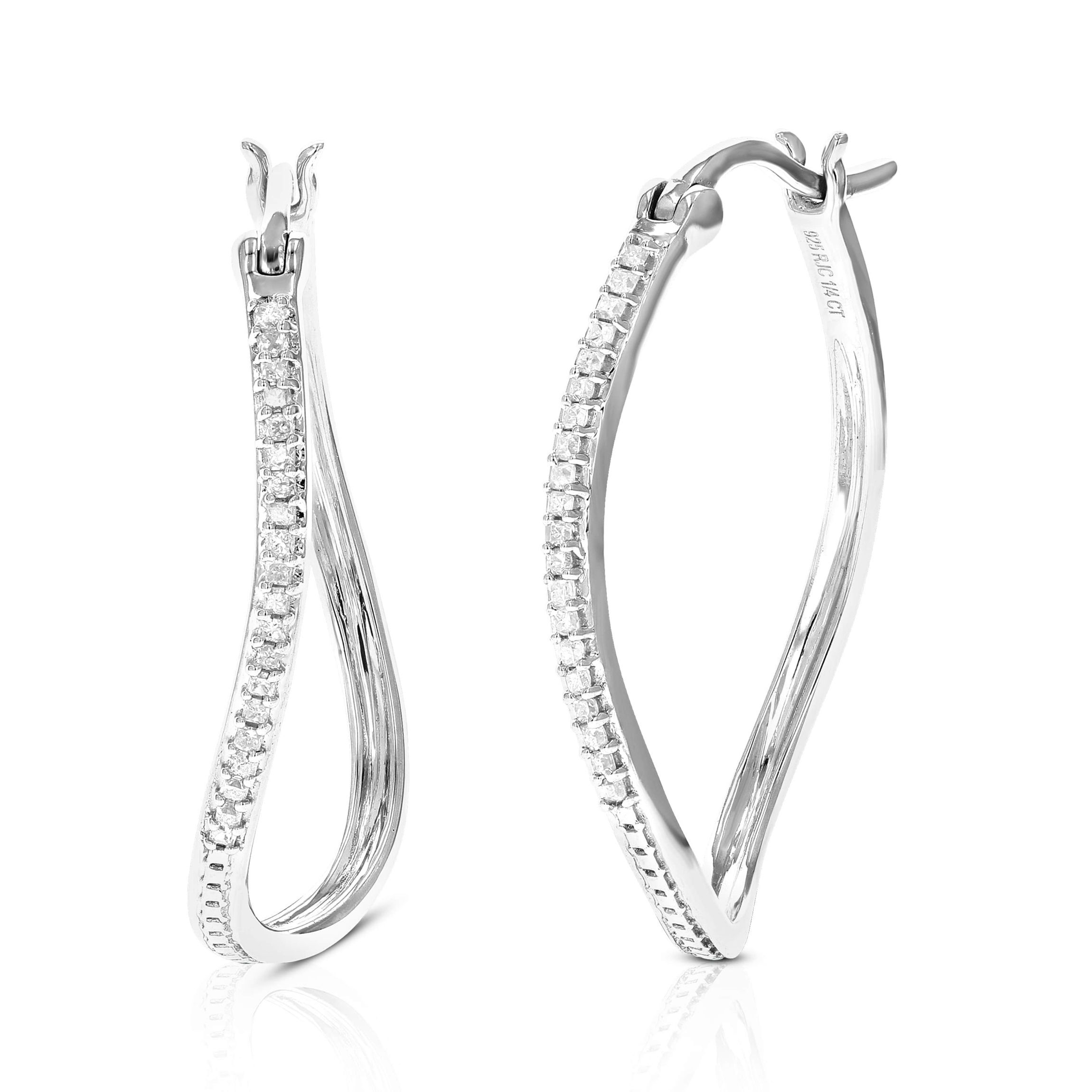 1/4 ct. t.w. Diamond Hoop Earrings in 925 Sterling Silver
