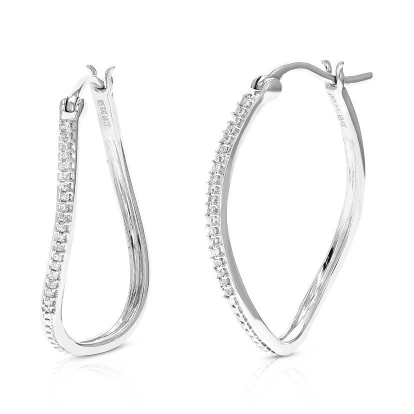 1/4 ct. t.w. Diamond Hoop Earrings in 925 Sterling Silver