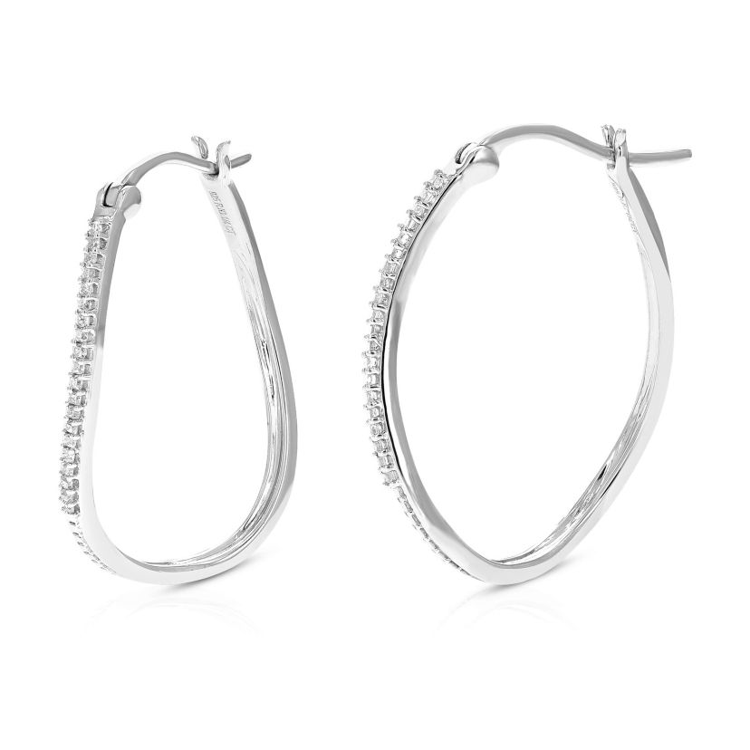 1/4 ct. t.w. Diamond Hoop Earrings in 925 Sterling Silver