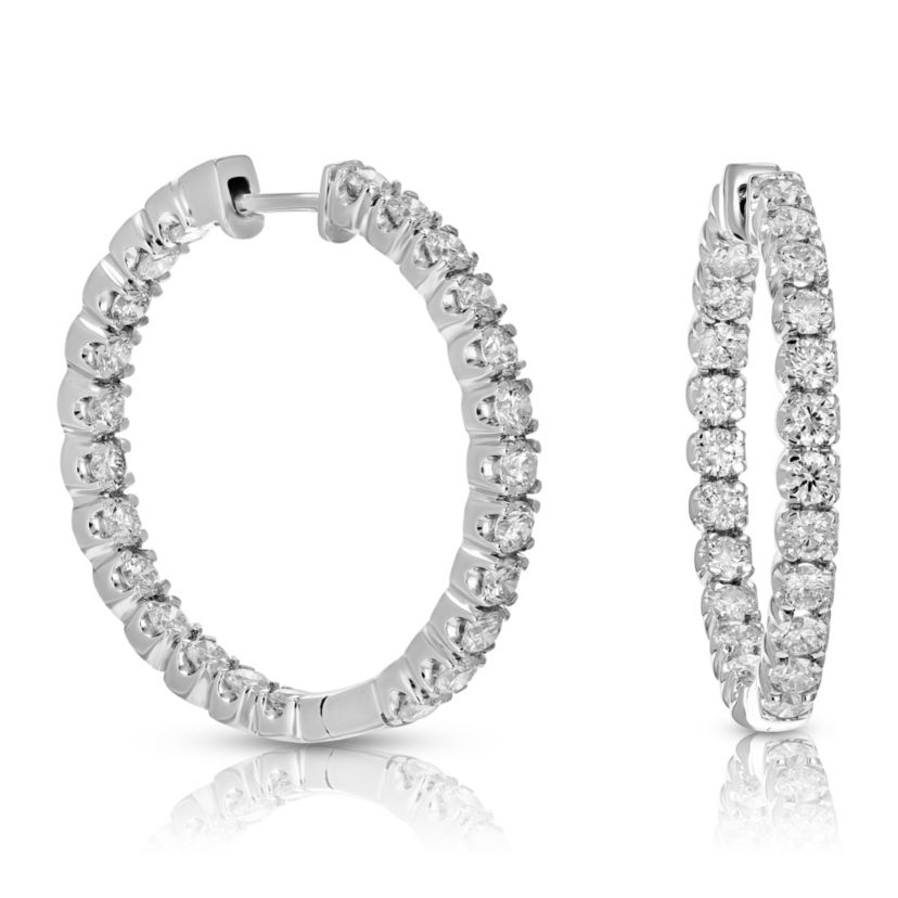4 ct. t.w. Diamond Hoop Earrings in 14K White Gold