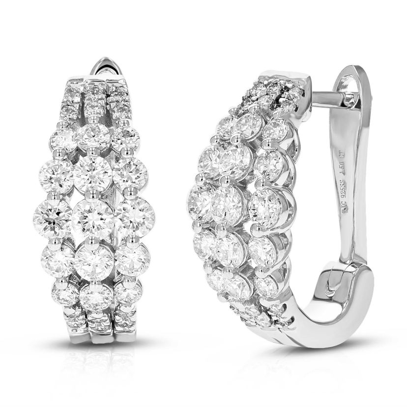 Lab Created 1.50 ct. t.w. Lab Grown Diamond Hoop Earrings in 925 Sterling Silver