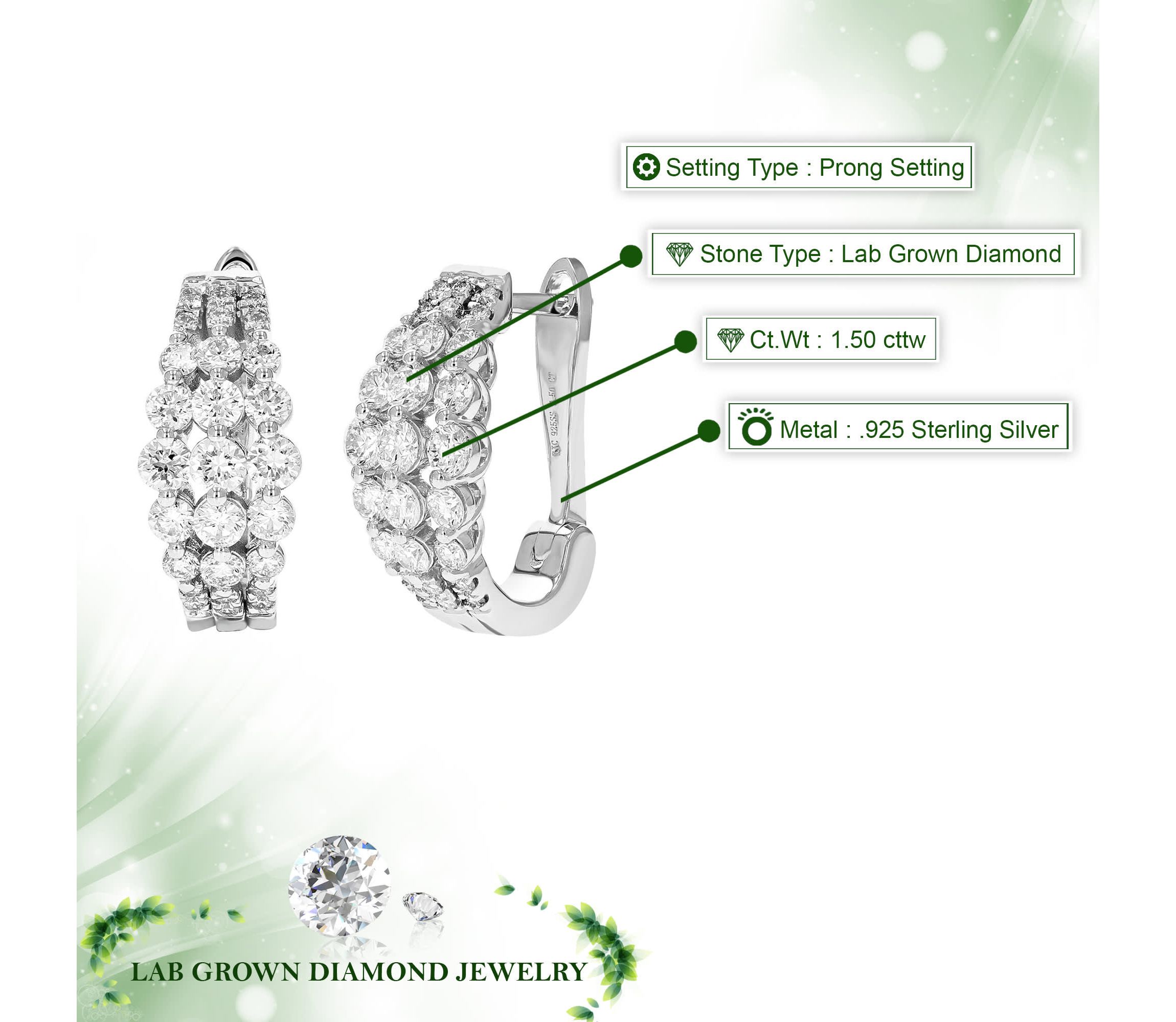 Lab Created 1.50 ct. t.w. Lab Grown Diamond Hoop Earrings in 925 Sterling Silver