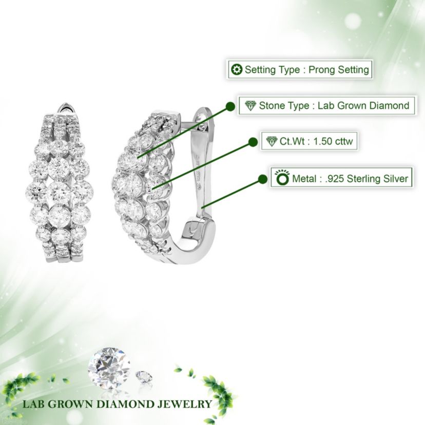 Lab Created 1.50 ct. t.w. Lab Grown Diamond Hoop Earrings in 925 Sterling Silver