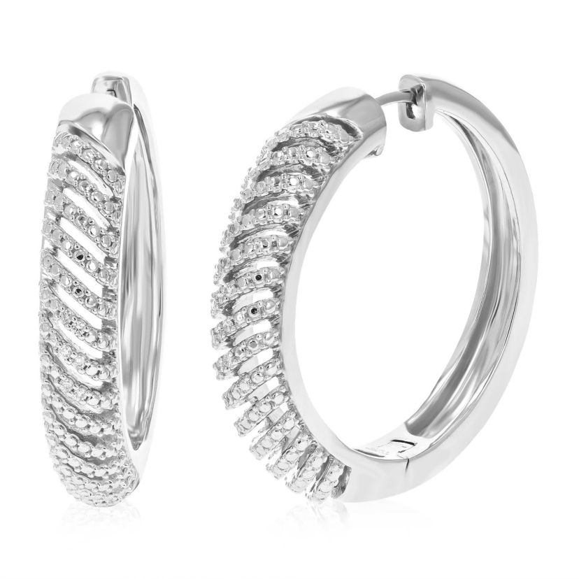 Lab Created 1/10 ct. t.w. Lab Grown Diamond Hoop Earring in Sterling Silver