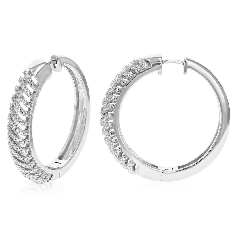 Lab Created 1/10 ct. t.w. Lab Grown Diamond Hoop Earring in Sterling Silver