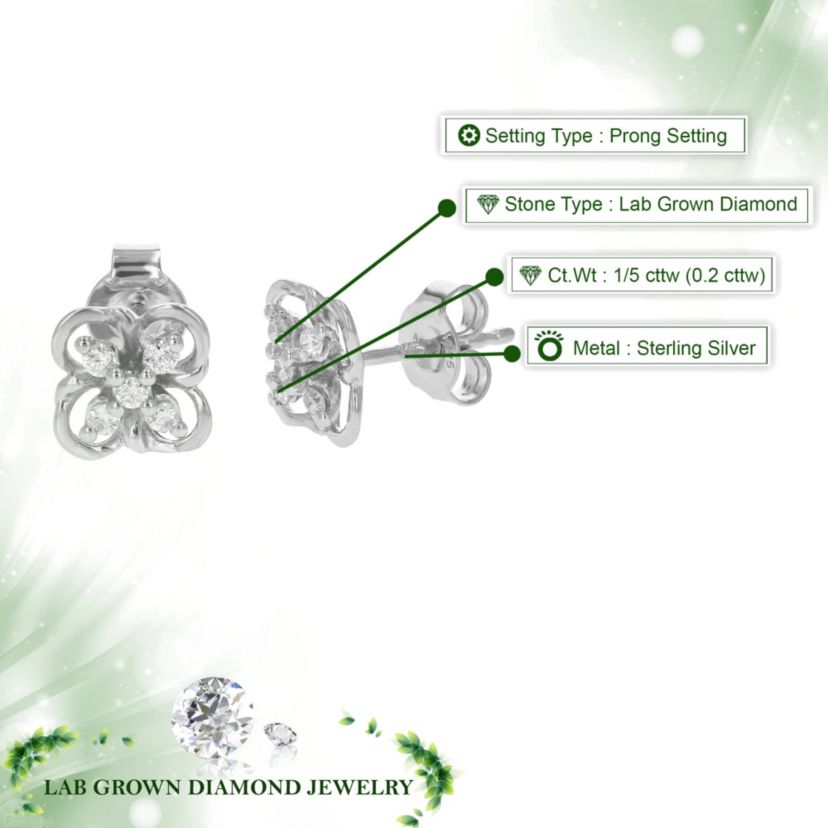 Lab Created 1/5 ct. t.w. Lab Grown Diamond Stud Earrings in 925 Sterling Silver