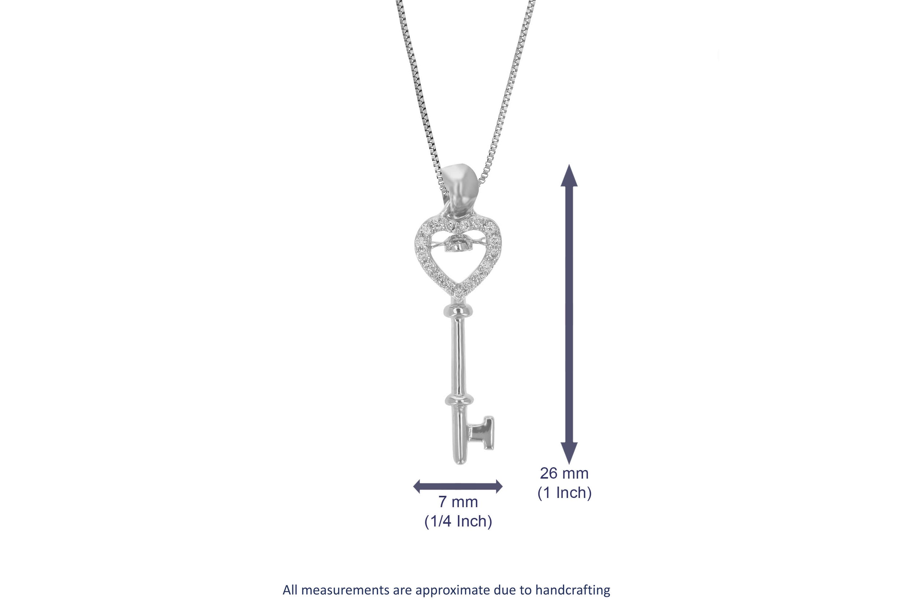 Lab Created 1/10 ct. t.w. Lab Grown Diamond Heart and Key Pendant Necklace in Sterling Silver