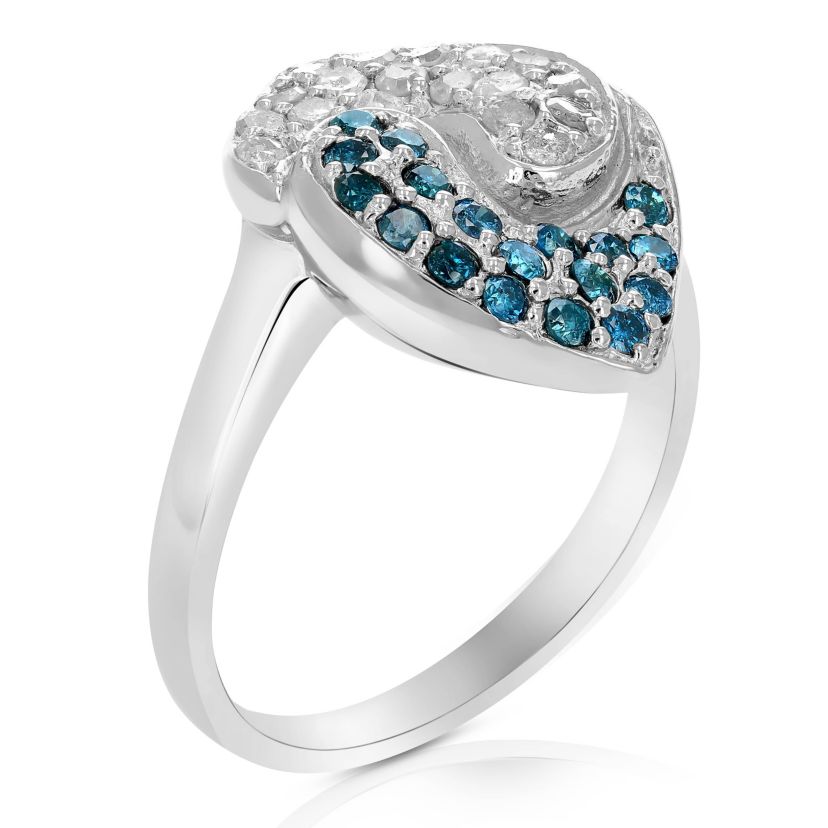 4/5 ct. t.w. Blue Diamond Wedding Anniversary Band in 925 Sterling Silver