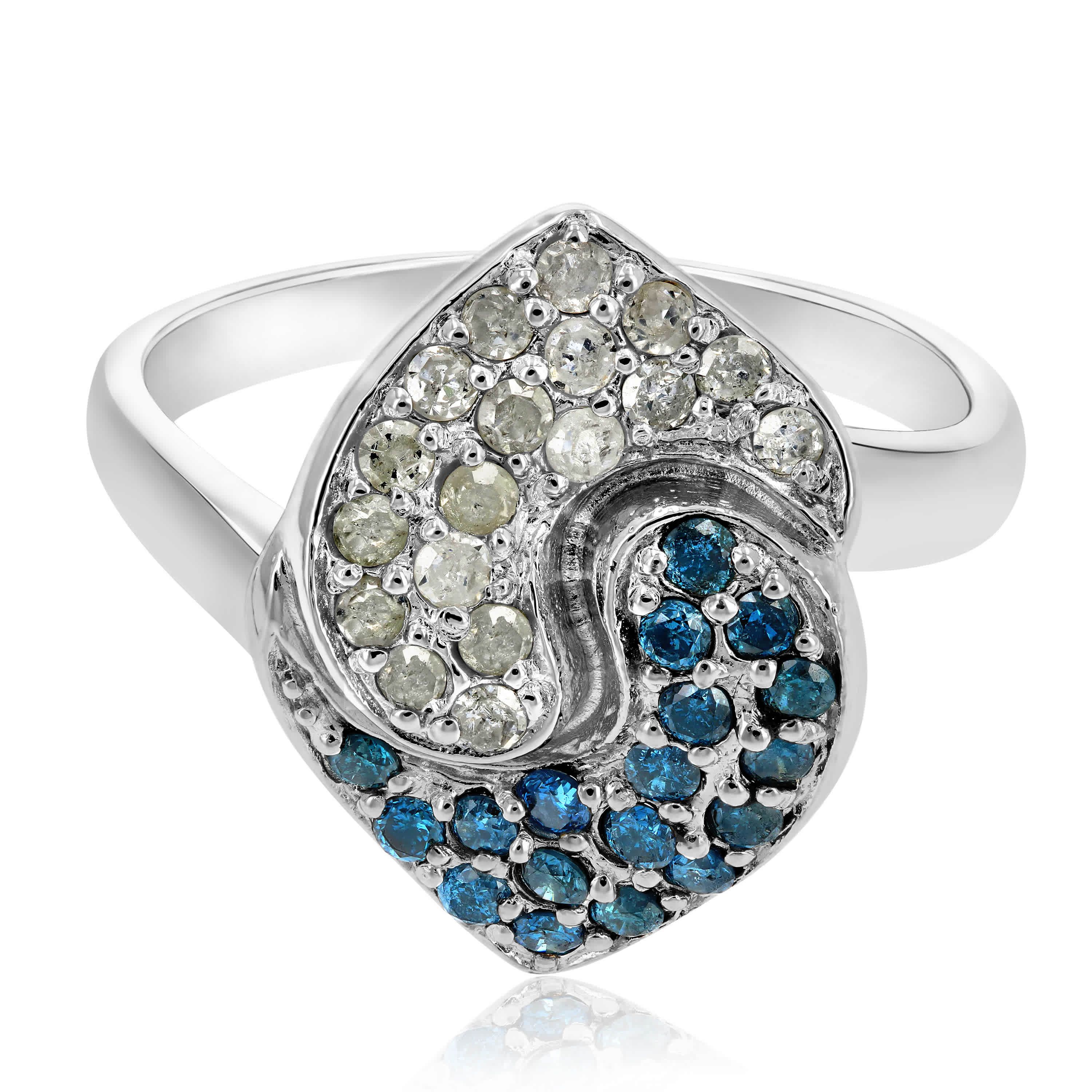 4/5 ct. t.w. Blue Diamond Wedding Anniversary Band in 925 Sterling Silver