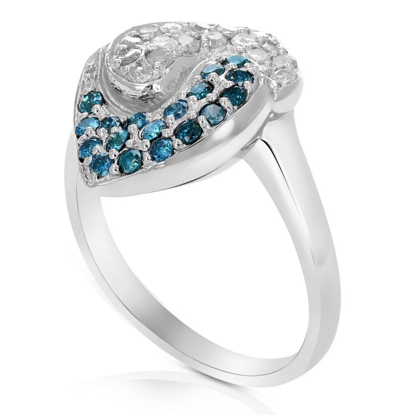 4/5 ct. t.w. Blue Diamond Wedding Anniversary Band in 925 Sterling Silver