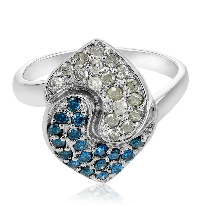 4/5 ct. t.w. Blue Diamond Wedding Anniversary Band in 925 Sterling Silver