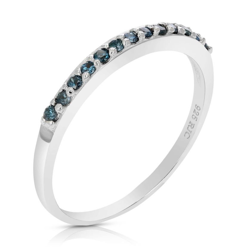 1/6 ct. t.w. Blue Diamond Wedding Band in 925 Sterling Silver
