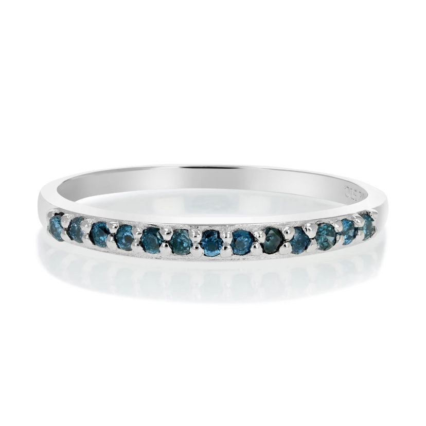 1/6 ct. t.w. Blue Diamond Wedding Band in 925 Sterling Silver