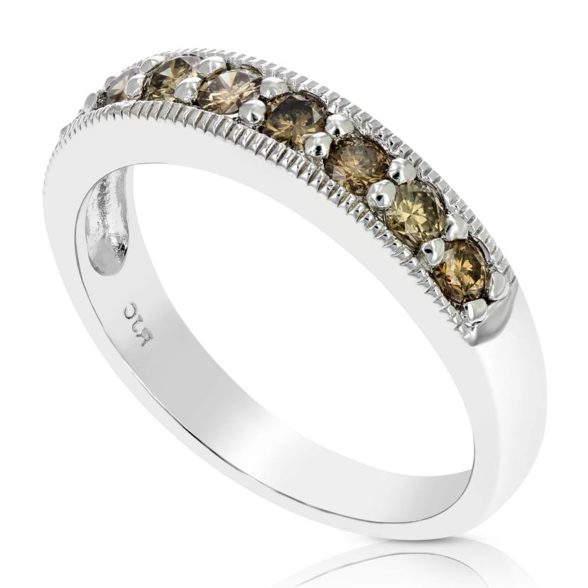 1/2 ct. t.w. Champagne Diamond Wedding Band in 925 Sterling Silver