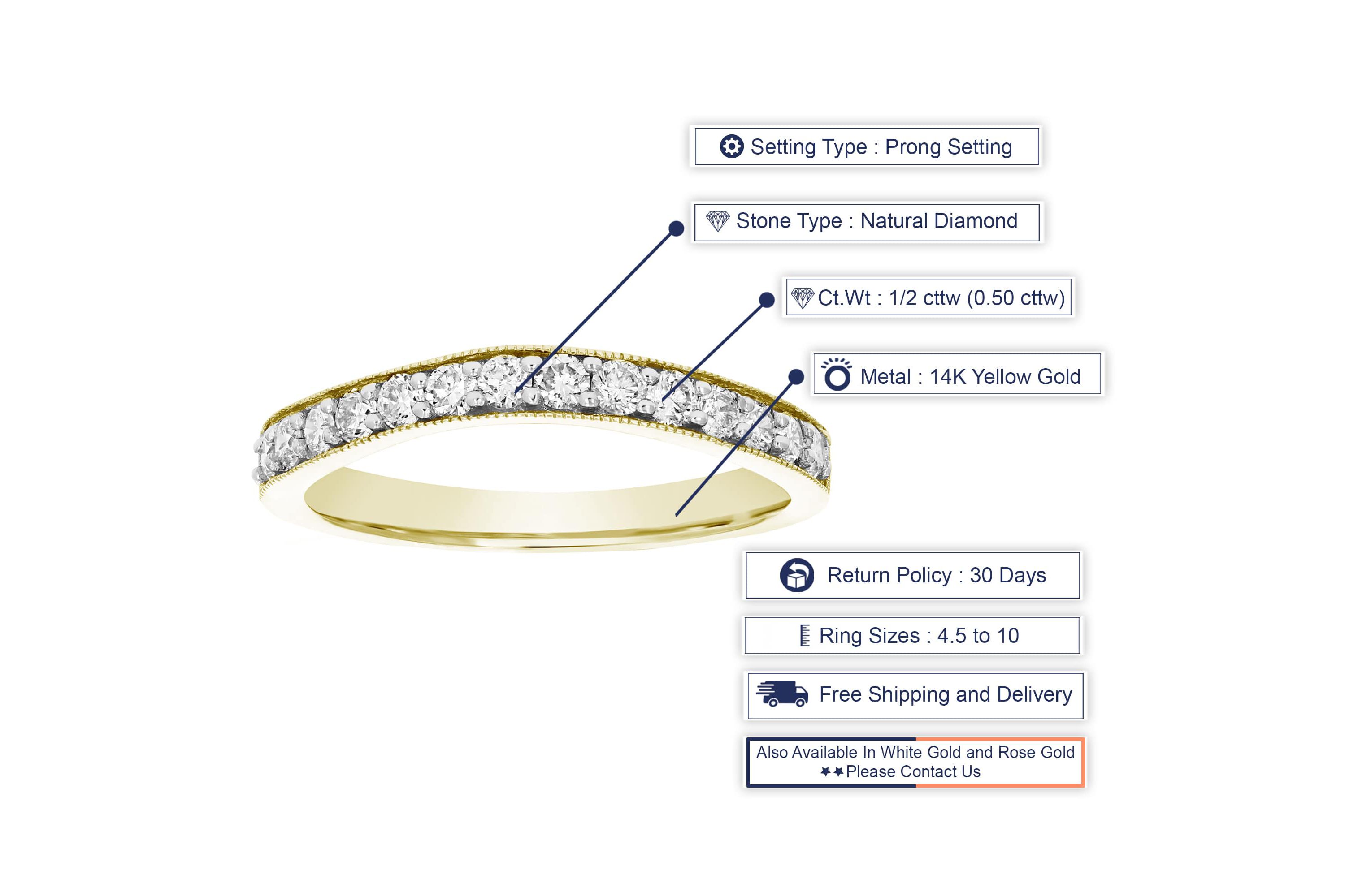 1/2 ct. t.w. Diamond Wedding Band in 14K Yellow Gold