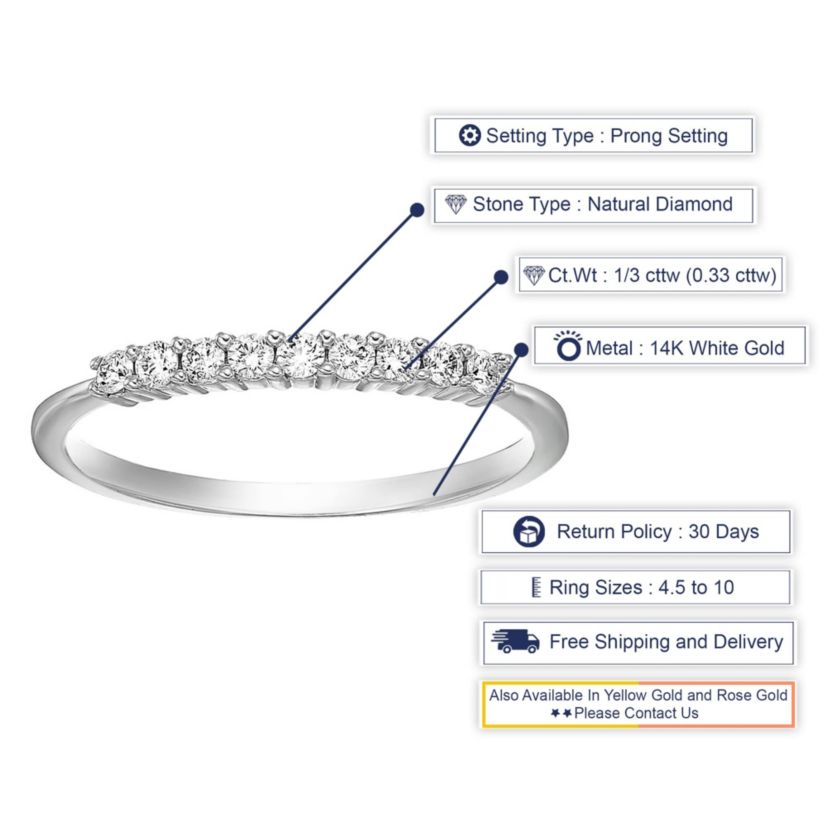 1/5 ct. t.w. Diamond Wedding Band in 10K White Gold