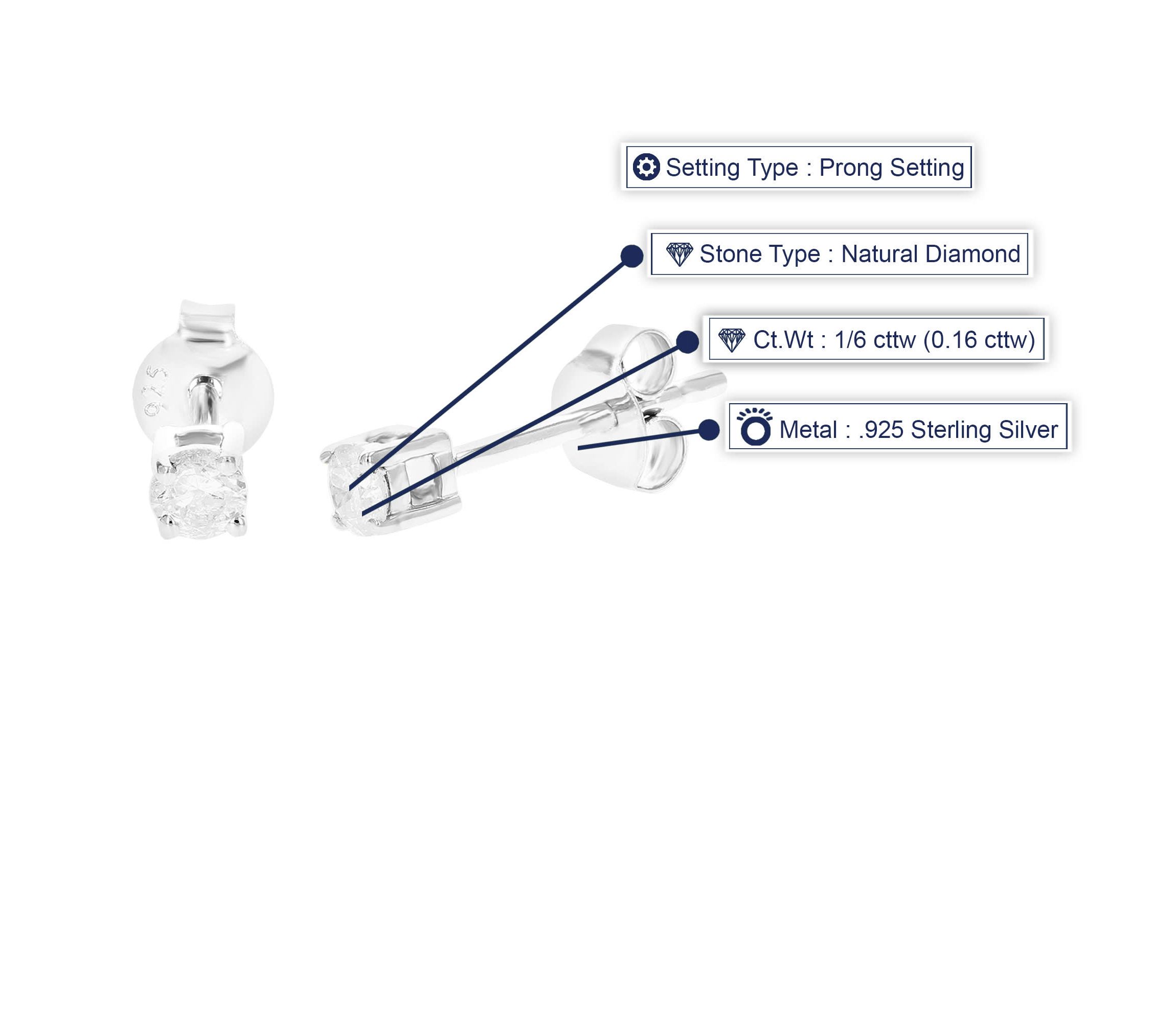 1/6 ct. t.w. Diamond Stud Earrings in 925 Sterling Silver