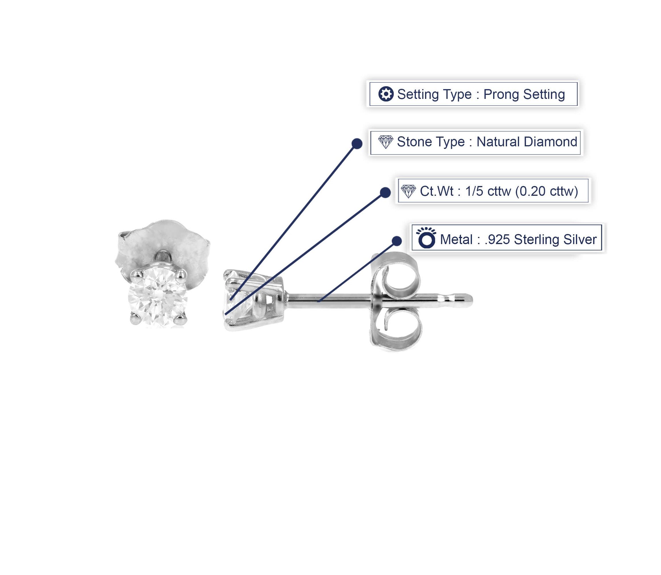 1/5 ct. t.w. Diamond Stud Earrings in 925 Sterling Silver