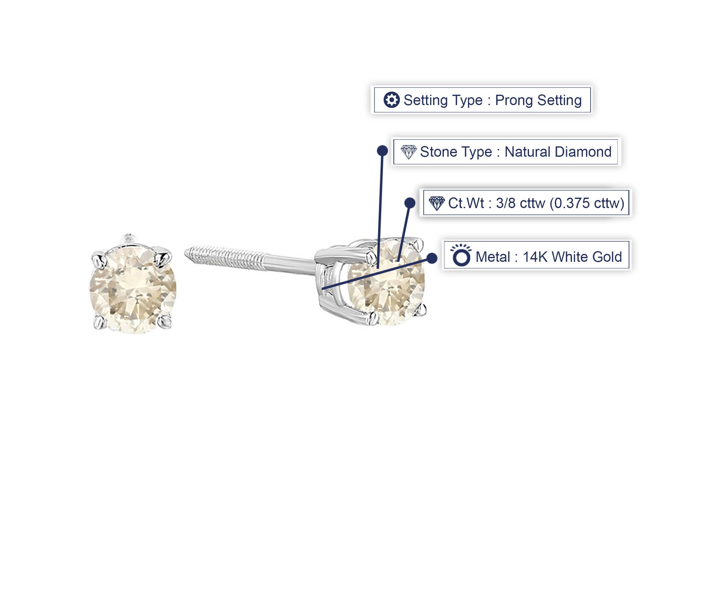 3/8 ct. t.w. Diamond Stud Earrings in 14K White Gold