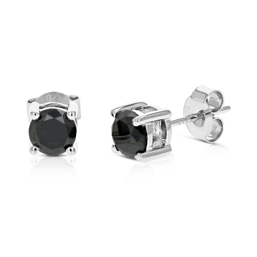 1 ct. t.w. Black Diamond Stud Earrings in Sterling Silver