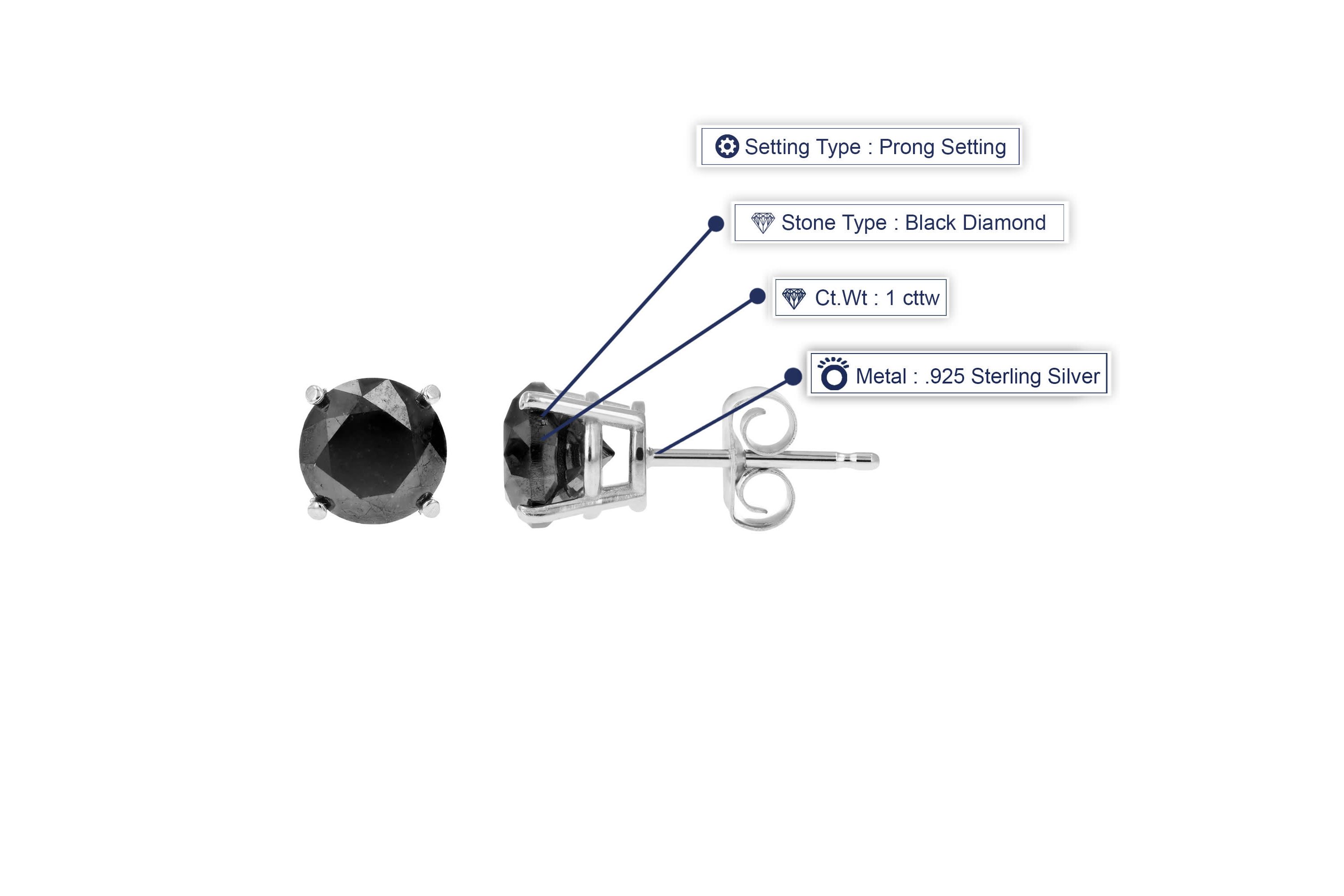 1 ct. t.w. Black Diamond Stud Earrings in Sterling Silver