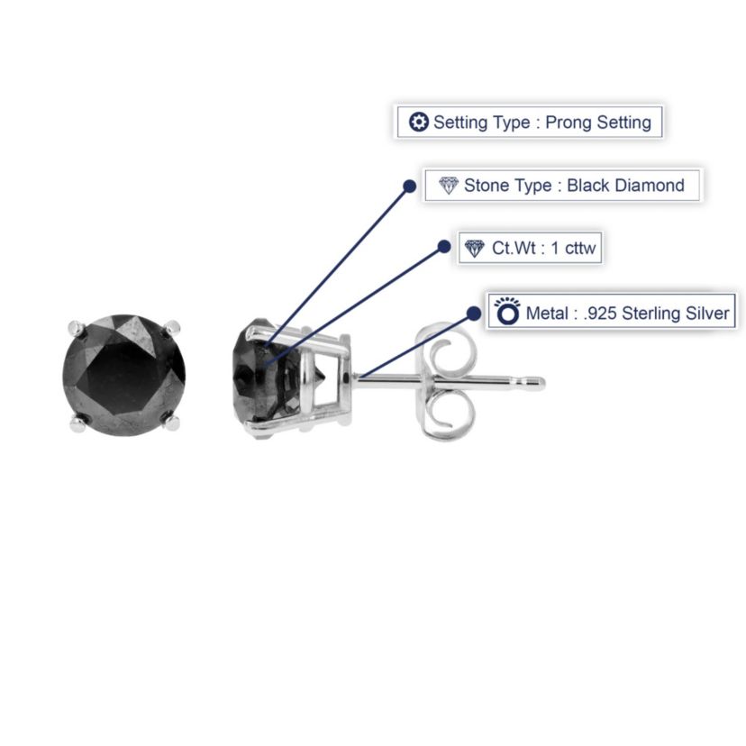 1 ct. t.w. Black Diamond Stud Earrings in Sterling Silver