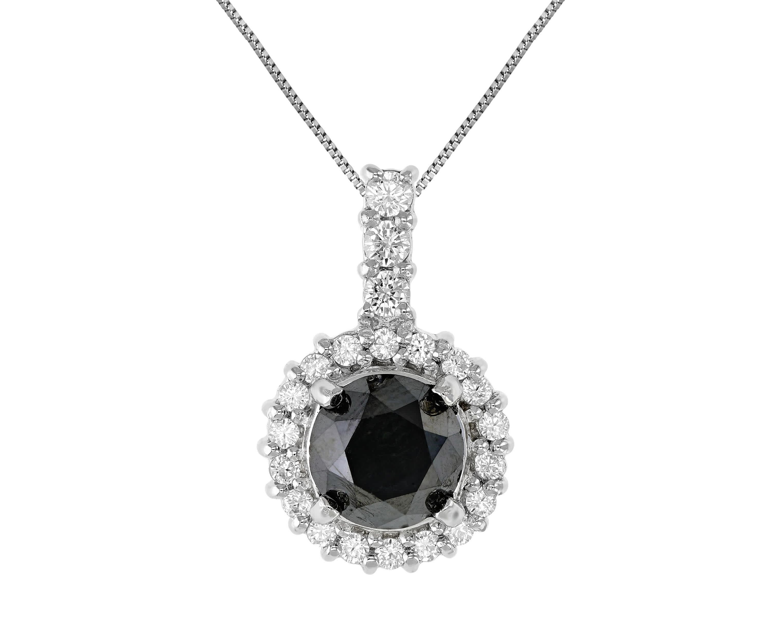 2 ct. t.w. Black Diamond Pendant Necklace in 925 Sterling Silver