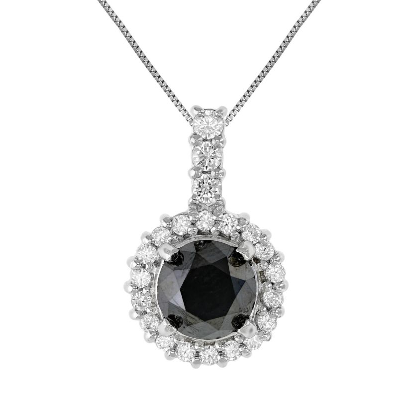 2 ct. t.w. Black Diamond Pendant Necklace in 925 Sterling Silver