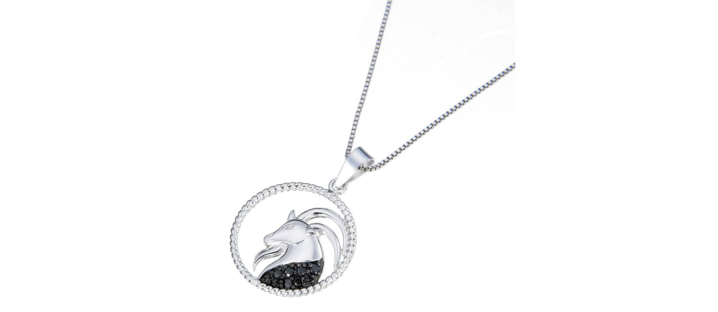 1/8 ct. t.w. Black Diamond Capricorn Zodiac Pendant Necklace in 925 Sterling Silver