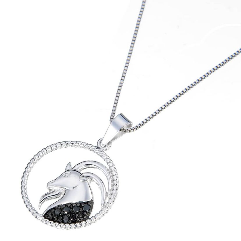 1/8 ct. t.w. Black Diamond Capricorn Zodiac Pendant Necklace in 925 Sterling Silver