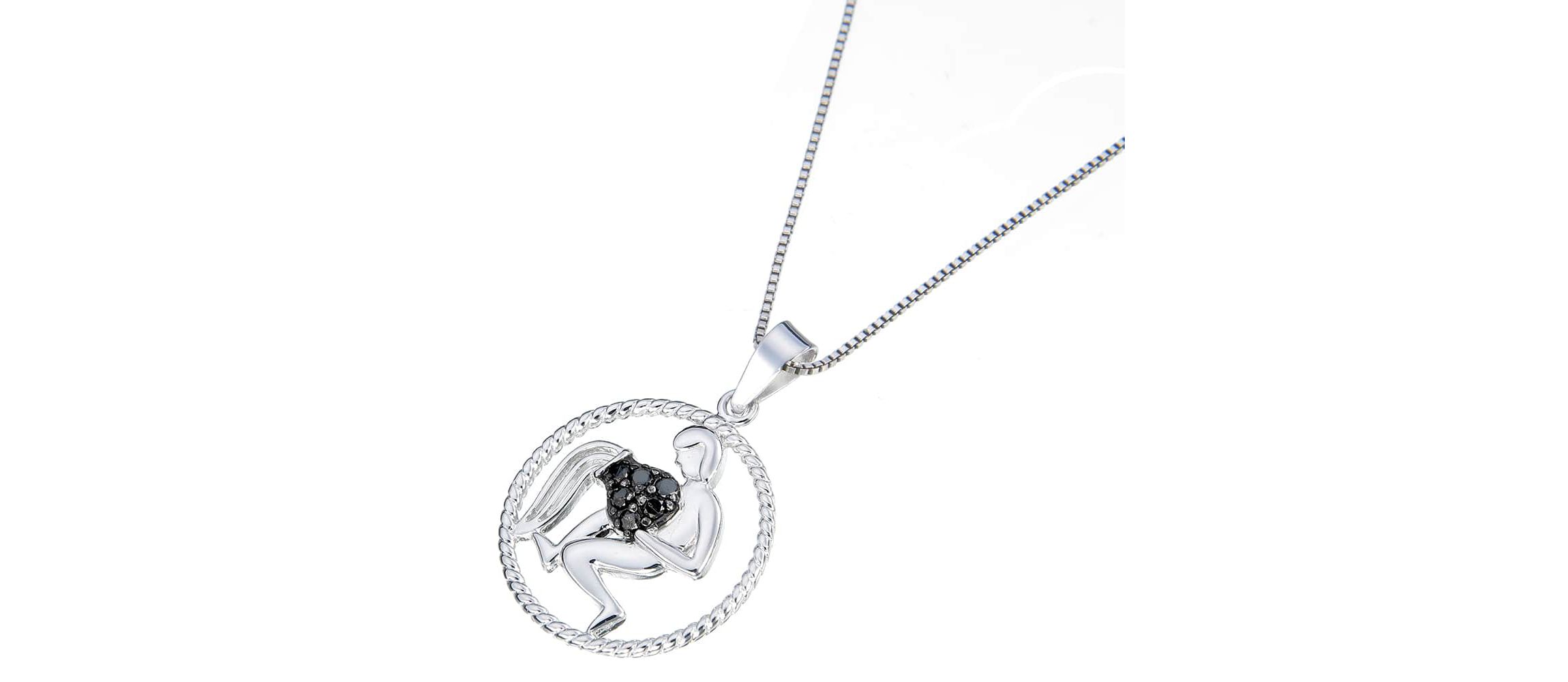 1/8 ct. t.w. Black Diamond Aquarius Zodiac Pendant Necklace in 925 Sterling Silver