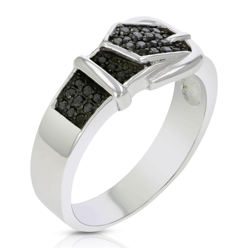 1/4 ct. t.w. Black Diamond Wedding Band in 925 Sterling Silver