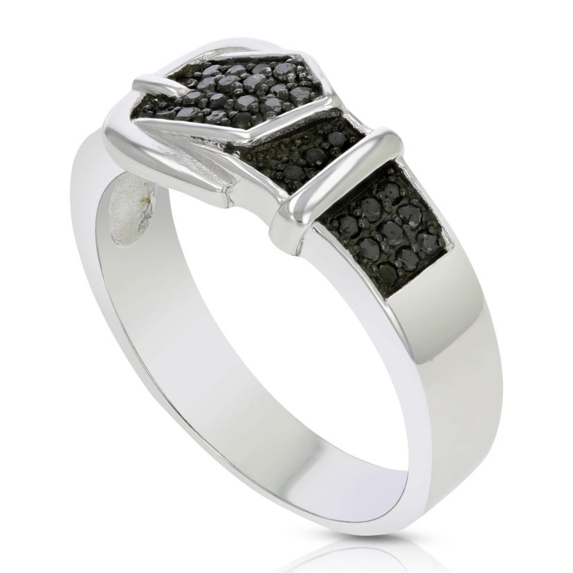1/4 ct. t.w. Black Diamond Wedding Band in 925 Sterling Silver