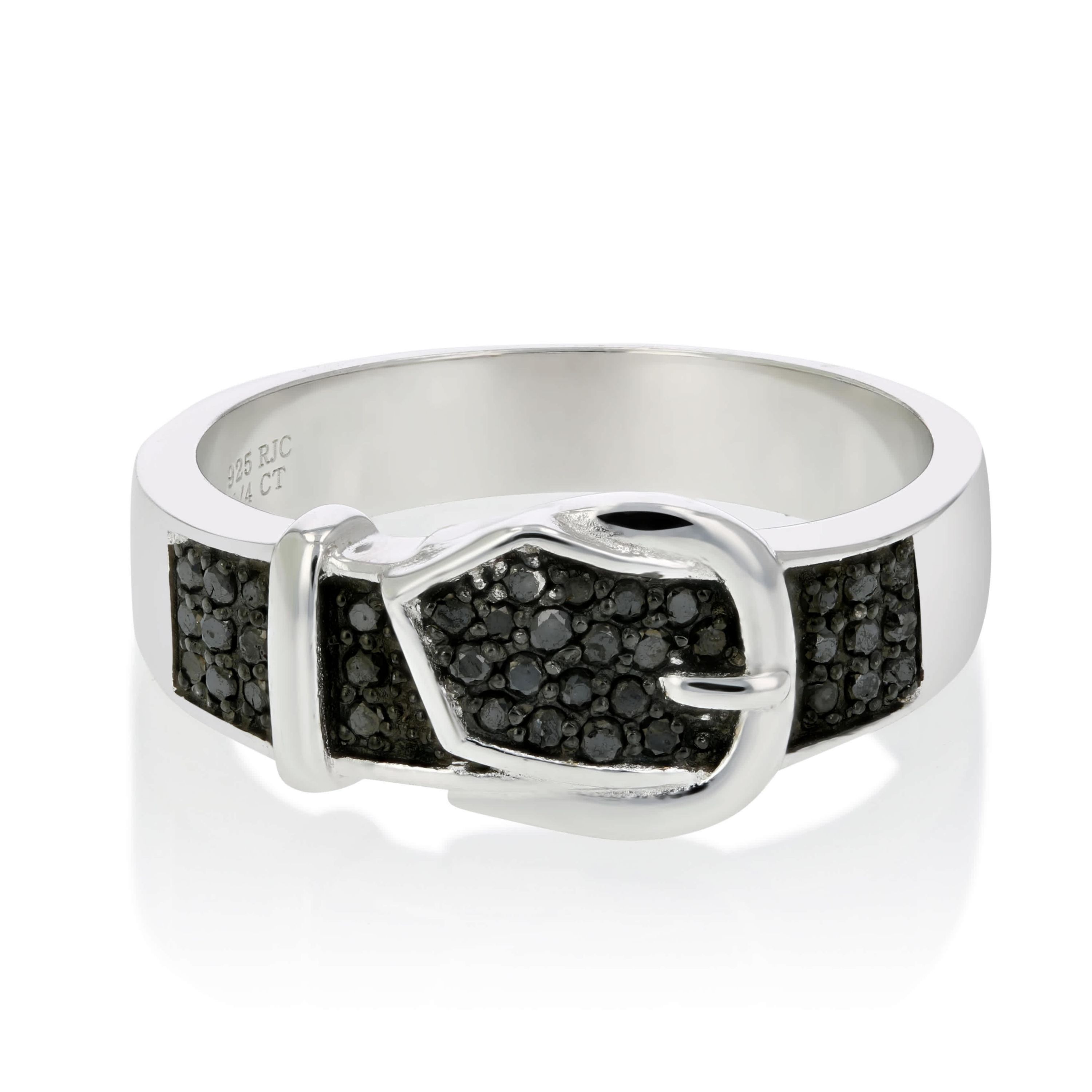 1/4 ct. t.w. Black Diamond Wedding Band in 925 Sterling Silver