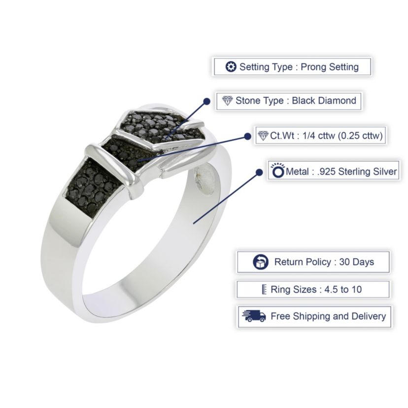 1/4 ct. t.w. Black Diamond Wedding Band in 925 Sterling Silver