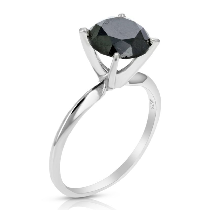 2 ct. t.w. Black Diamond Engagement Ring in 925 Sterling Silver